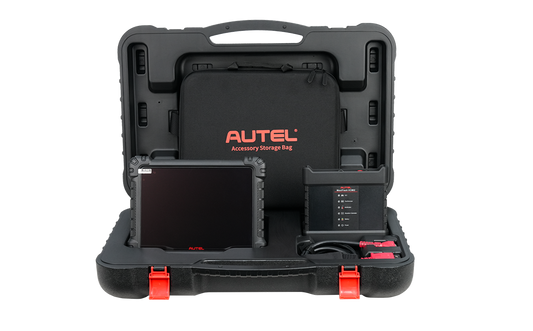 Autel battery storage case with diagnostic tools inside on a white background