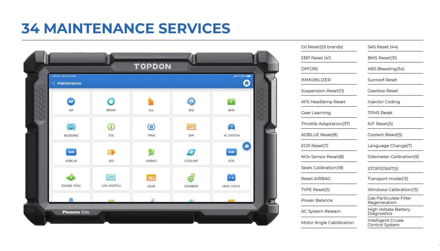 TOPDON Phoenix Elite 34 Maintenance Services