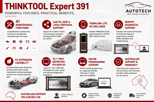 Autotech Thinktool Expert 391 Brochure with features and benefits listed.