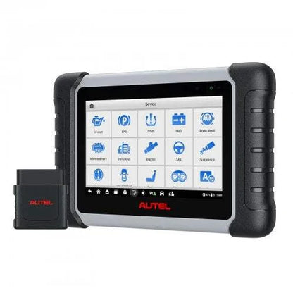 Autel diagnostic tool with touchscreen interface on a white background