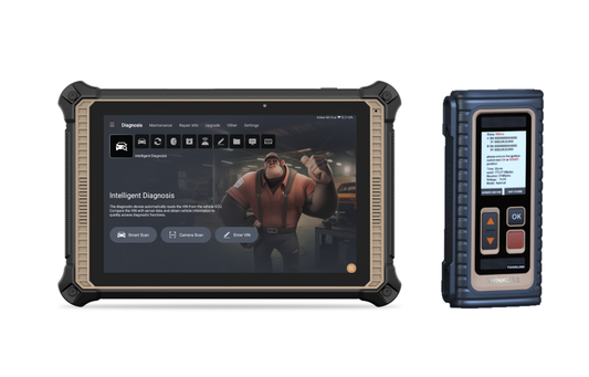 Black and Gold Diagnostic Scan Tool With Vehicle Communication Interface