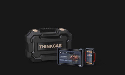 Thinkcar diagnostic tool set with case on a black background